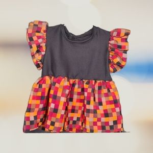 Handmade Fall fit and flare flutter sleeve shirt